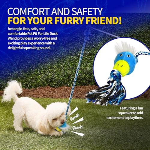 Pet Fit For Life 31" Flirt Pole for Dogs with Plush Duck Squeaky Toy - style: Duck Wand (Attachment Not Interchangeable)