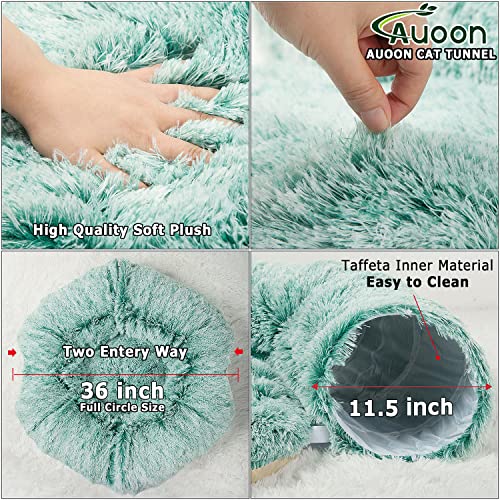 AUOON Plush Cat Tunnel Bed for Indoor Cats, 36" L x 36" W x 11.5" H, Gray - color: Gray
