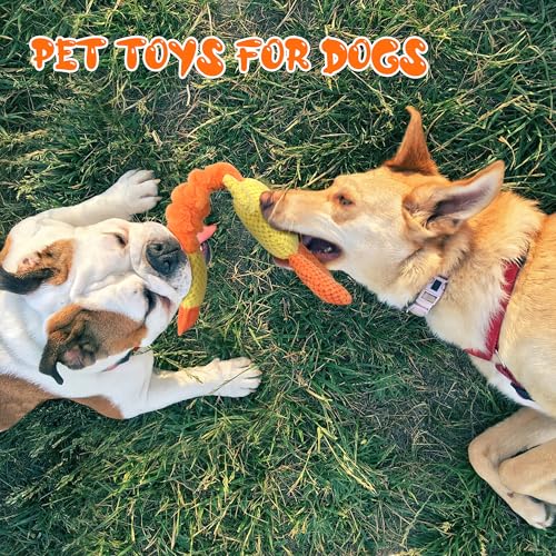 TwoEar Duck Dog Toy with Crinkle Paper, Interactive Tug of War Dog Toy