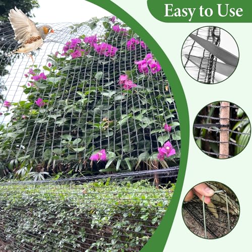4 x 75ft Deer Fence Netting, Heavy Duty Plastic Mesh Fence Deer Netting, 55GSM Deer Fence for Garden, Reinforced Edges Anti Bird Netting Mesh for Trees Vegetable Raised Bed(55GSM, 4 x 75ft) - size: 4 X 75ft