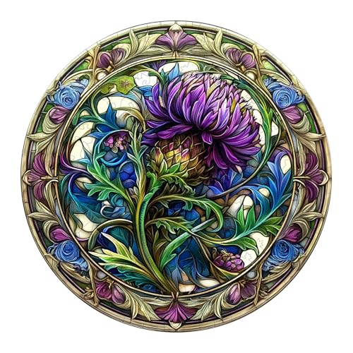 KAAYEE Wooden Puzzles for Adults Scotch Thistle Jigsaw 17.3 * 17.3in-450pcs - color: Scotch Thistle, size: X-Large
