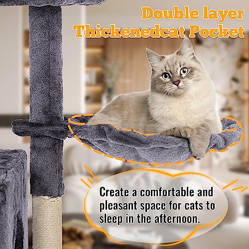 FDW 37.8" Cat Tree Tower | Light Gray | Multi-Level Indoor Activity Center - color: Light Gray