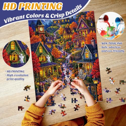 500 Piece Puzzles for Adults,Halloween Town Jigsaw Puzzles 500 Pieces - color: Halloween Town