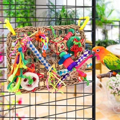KATUMO Bird Toys, Large Bird Foraging Wall Toy, Woven Climbing Hammock Mat - color: Color