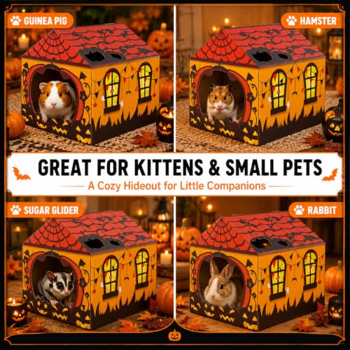 Tailtastic Halloween Cat Scratcher House with Pads & Catnip for Indoor Cats - color: ORANGE