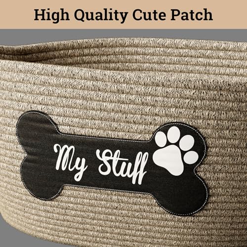 Dog Toy Basket, 100% Cotton Rope, Chew Proof, Sturdy Reinforced Handles