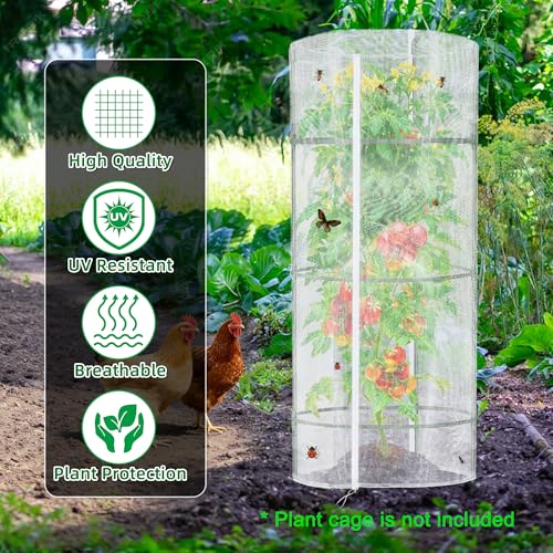 Garden Netting for Tomato Plants, Round Tomato Cage Plant Cover with Zipper