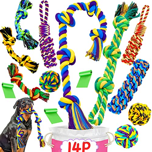 SHARLOVY Dog Rope Toy for Medium Dogs, 14 Pack Heavy Duty Dog Chew Toys - color: 14 Packs, size: Large
