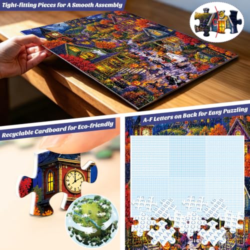 500 Piece Puzzles for Adults,Halloween Town Jigsaw Puzzles 500 Pieces - color: Halloween Town