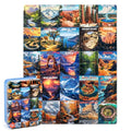 LELEMON Nation Park Jigsaw Puzzles in a Metal Box 100 Pieces World Park Jigsaw Puzzle for Adults Kids Ages 4-8 Children Learning Educational Puzzles Toys - color: Park