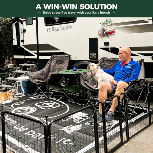 FXW Rollick Dog Playpen, Indoor, Yard & RV Camping, 24" H, 48 Panels - color: Black, size: 24"H