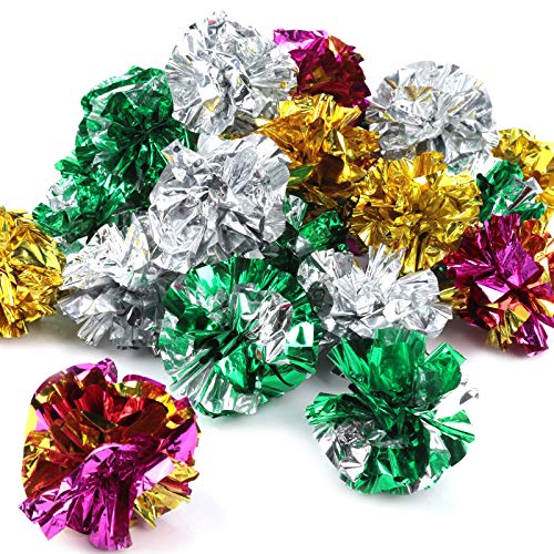25 Pack Crinkle Balls Cat Toys for Cats - Original Mylar Crinkle Balls (Random Color)