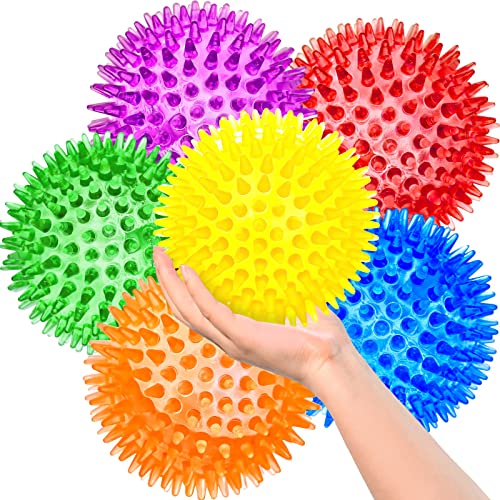 SHARLOVY 3.5” Large Dog Toys Ball, 6 Pack Squeaky Toys, Durable Spiky Ball - size: Large Set of 6