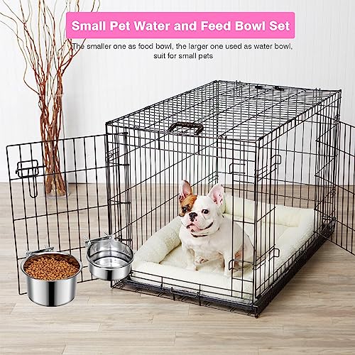 2 Pcs Stainless Steel Small Dog Crate Food Water Bowl, 34 & 19 OZ ﻿ - color: Silver, size: S (34 & 19 OZ)