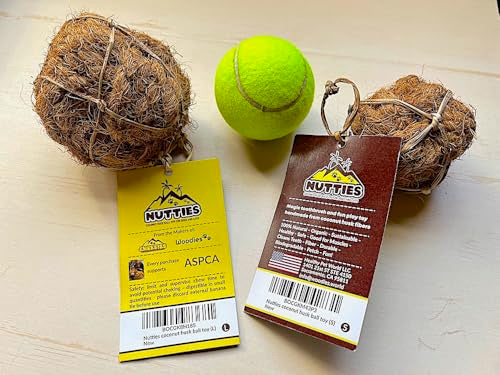Nutties for Dogs - Natural Coconut Fiber Ball Toy and Magic Toothbrush - 2 Sizes (Small) - size: Small