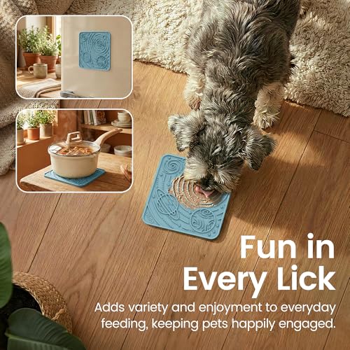 OHMO Lick Mat for Dogs&Cats, Space Pattern, Small, 2pcs, Dark&Light Blue - color: Dark Blue&Light Blue, size: 5.9"L x 5.9"W