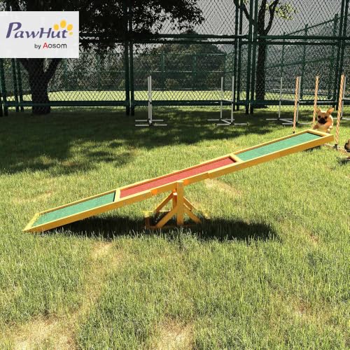 PawHut Wooden Dog Agility Seesaw for Exercise71 L x 12" W x 12" H Natural - color: Natural Wood, size: 70.75" x 11.75" x 11.75"