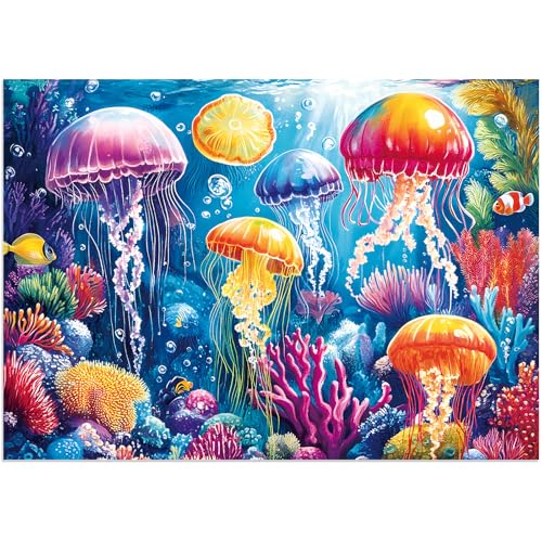 Colorful Puzzles for Kids Ages 4-8 100 Pieces Jellyfish Puzzles - color: Jellyfish
