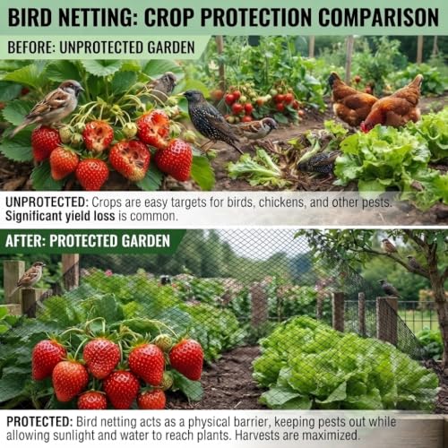 Bird Netting 7.5x100 FT Heavy Duty 1/2 Inch Mesh Garden Netting - size: 7.5x100 FT