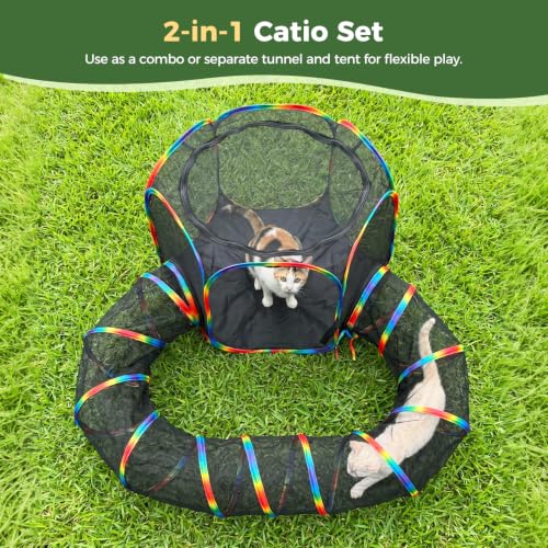 PAWZ Road Outdoor Cat Tunnel Portable Catio 2 in 1 Cat Tent & Play Tunnel - size: M