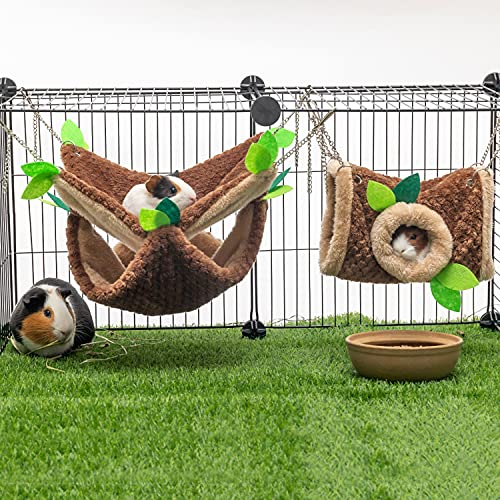 Guinea Pig Hideout, Hammock & Tunnel, Washable Cage Accessories - size: One Size with Chain