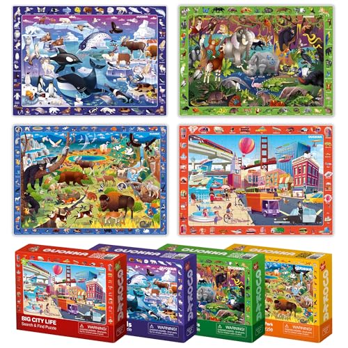 Jigsaw Puzzles for Kids Ages 4-6 - 4 x 60 Piece Kids Puzzles Ages 5-8 - color: Animals