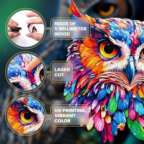 ESC WELT Wooden Owl Puzzle 300 Pieces - Captivating Mind Entertainment for Teens and Adults - Fun and Environmentally Friendly Toy - Challenging Jigsaw Game - Wooden Puzzle - color: Owl, size: 300 pcs