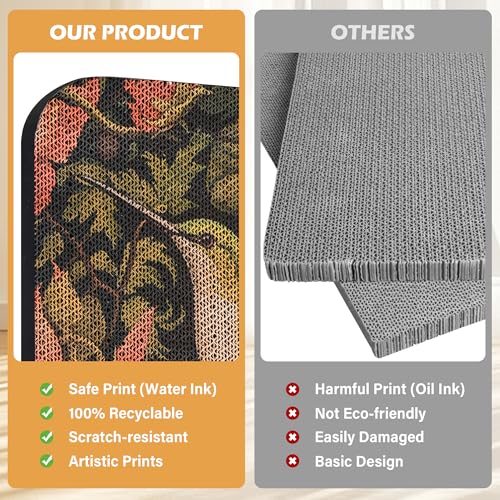 2 Pack Cat Wall Scratcher, Art Cat Scratching Board for Cats - color: Hummingbird & Flower