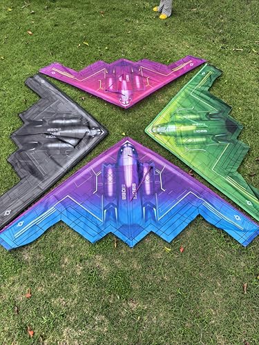 B2 Model Airplane Kite, Large Easy to Fly Kites Adults, 300FT String Reel Perfect for Beach Park Family Outdoor Activities - color: black