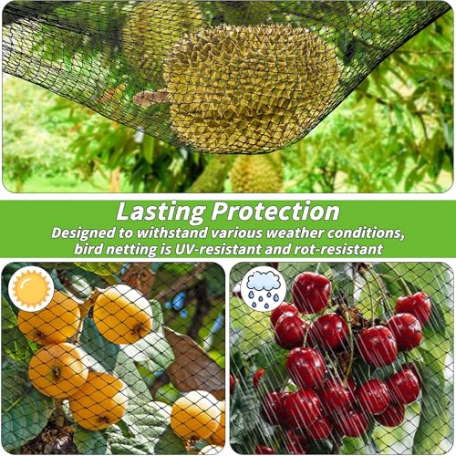Garden Mesh Netting 15x20 FT - Heavy Duty Bird Net, Mesh Pest Barrier Reusable Ultra Fine Deer Fence Netting Crops Row Cover Raised Bed Protect Fruits Flower Vegetables from Bird Deer Squirrel - size: 15x20ft