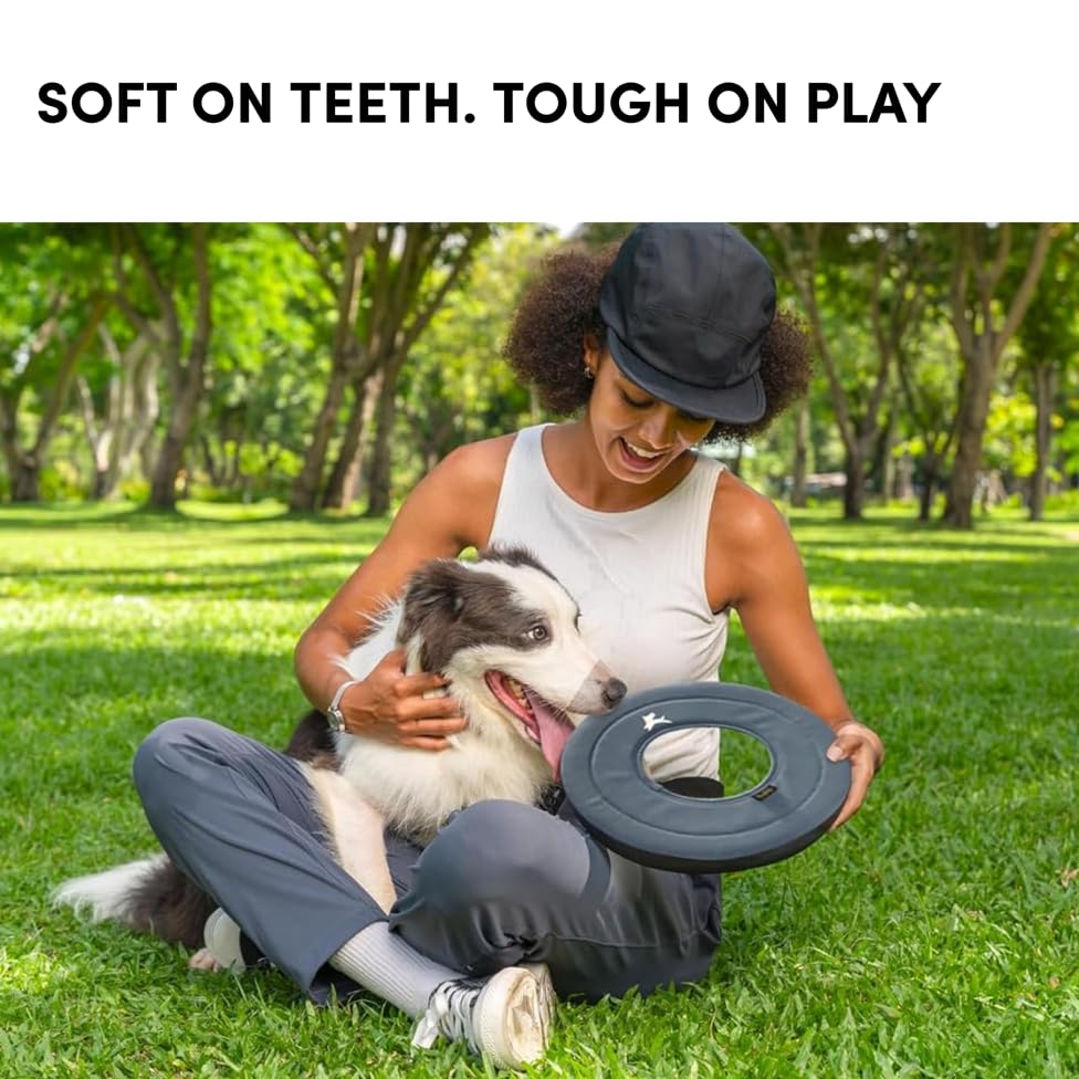 OllyDog Super Flyer Dog Flying Disc – Floating Fetch Toy for Water Play, Soft Eco-Friendly Recycled Fabric, Gentle on Teeth, 11" for Medium & Large Dogs (Castle Rock, 11") - color: Castle Rock