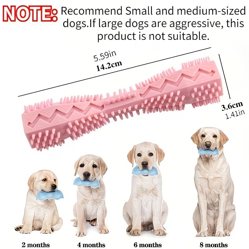 3 Pack Puppy Chew Toys for Teething, Puppy Enrichment Teething Toys, Toothbrush for Tooth Cleaning and Massage, Soft Rubber Toy for Puppies, Small Dogs - Up to 25 Ibs (Pink+Blue+Green) - color: Pink+Blue+Green