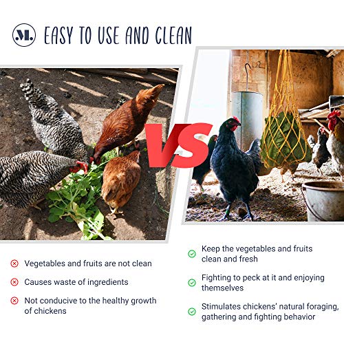 Chicken Vegetable String Bag, Poultry Fruit Holder Chicken Cabbage Feeder Treat Feeding Tool with Hook for Hens Coop Toy for Hen Goose Duck Large Birds (Black) - color: Black