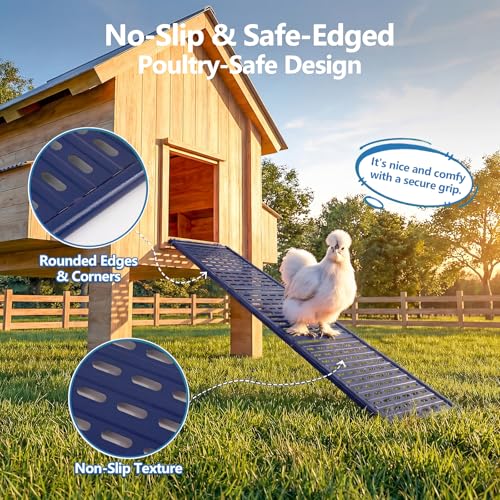 Lilyang Heavy-Duty Metal Chicken Coop Ladder Ramp, 48.0″L*10.2″W - color: Blue, size: 48.0″L*10.2″W