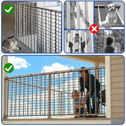 Safety Net Kids Pet Balcony Protection Rope Net Stair Safety Netting for Railings Playground Safety Net Golf Practice Net Baseball Nets for Batting Knotless Polyester Sports Netting - size: 6.5x13FT