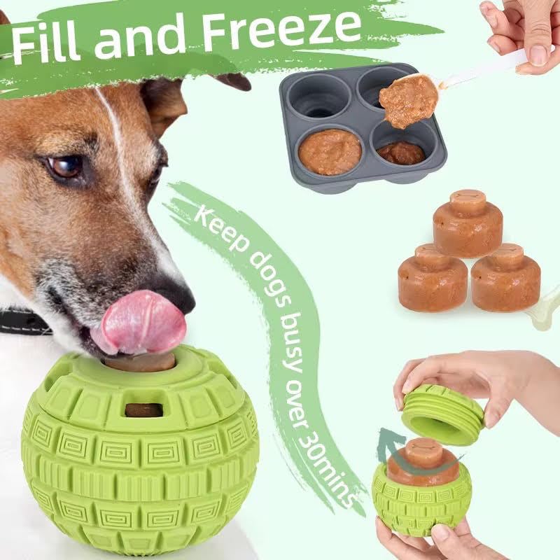 Play Plus Frozen Treat Dispensing Dog Toy - Interactive Dog Toys to Keep Your Pup Busy and Distracted - Freezable Fillable Rubber, Reduces Anxiety, Easy to Clean, Perfect for Seniors (Green) - color: Green