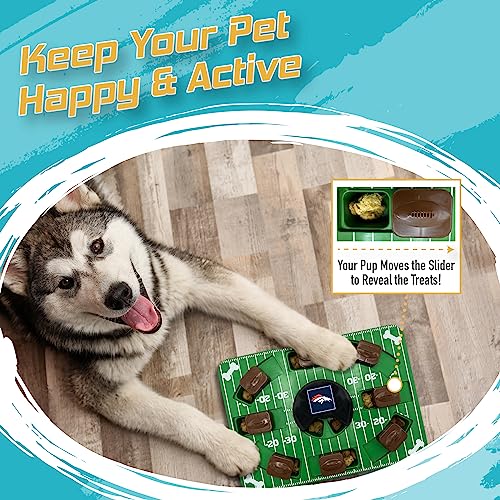 Pets First NFL Denver Broncos Puzzle Toy for Dogs, Slow Feeder Board for Pets, Interactive Doggie Treat Toy - color: DENVER BRONCOS