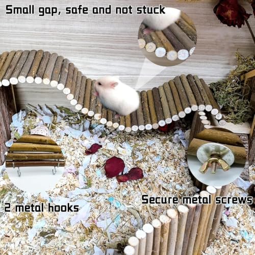 25.6 × 3.9 in Wood Hamster Bridge Rat Climb Toys for Gerbil Mouse Squirrel - size: 1PCS-25.6×3.9 in