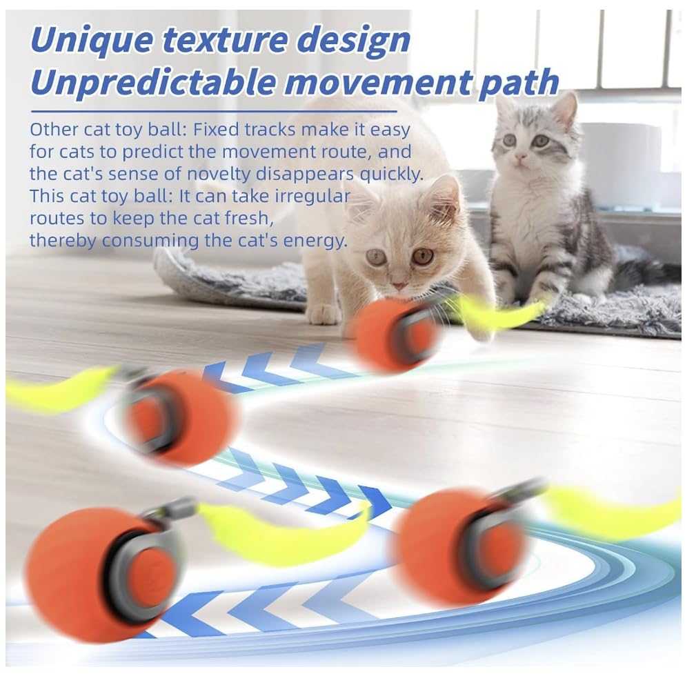 2 Packs Speediest Tail 2.0 Cat Toy,Interactive CatToy,CatToys for Indoor Cats,Chewie Viral Cat Ball,Adjustable Sports Rolling Toy,Electric Rolling Ball Christmas Birthday Gift for Pets - color: 2 Packs