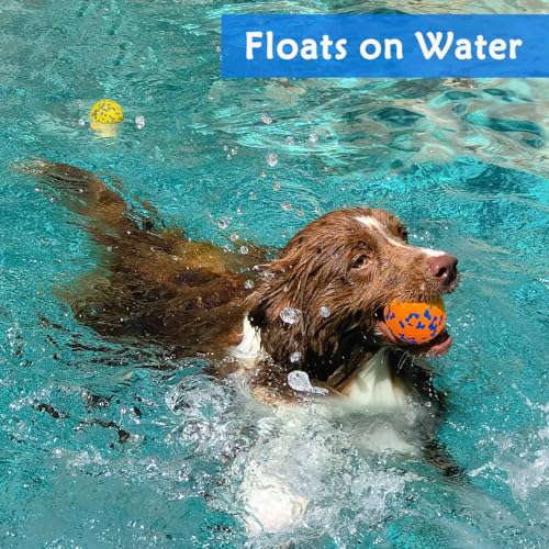 E-TPU Dog Balls, Tough High-Bounce Floating Fetch Toys, 2 Sizes - color: Blue & Yellow (4-Pack), size: Small (2.5" diameter)
