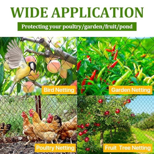 Bird Netting for Chicken Coop,50x50ft Chicken Netting for Chicken Coop Roof - size: 2.4", 50' x 50'