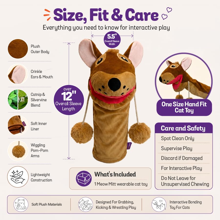 Meow Mitt Wearable Cat Wrestling Glove Puppet - Squirrel - color: Squirrel