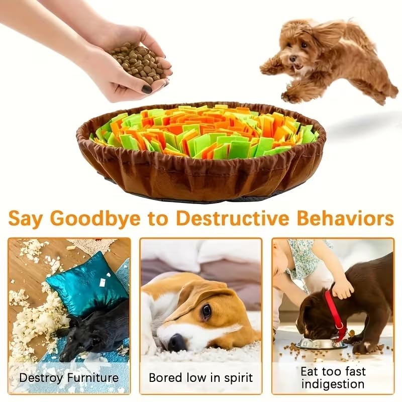 Pet Snuffle Mat for Dogs – Interactive Scent Training Pad, Round Slow Feeder for Boredom Relief, Encourages Natural Foraging Skills, No Batteries Needed, Indoor Outdoor Use, Green
