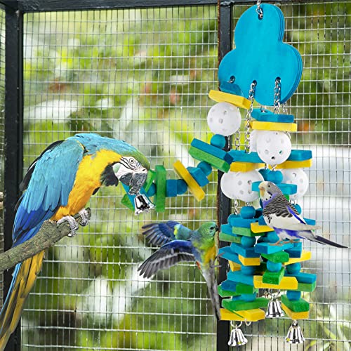 Large Bird Parrot Toys for Cockatoos African Grey Macaws Amazon Parrots - color: Blue