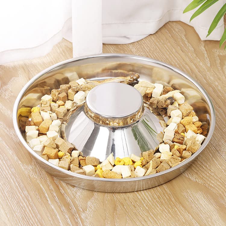 SOUJOY 2 Pack Stainless Steel Puppy Bowls, Pet Slow Feeder Bowls, Non-Skid Dog Food and Water Bowl, Feeding Weaning for Small Medium Large Dogs, Cat, Pets, Multiple Puppies