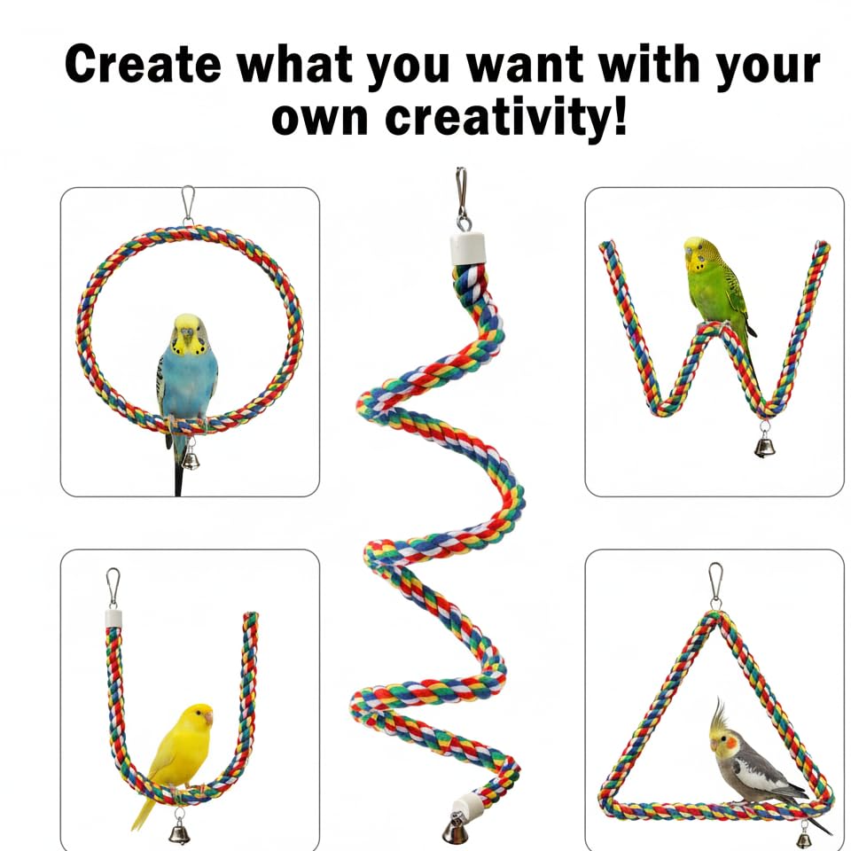Bird Rope Perch & Birds Swing Set, 40''/60''/79''