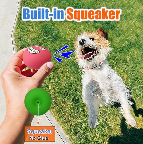 Latex Squeaky Dog Toys for Small Dogs & Tiny Breeds, 2.2" Flat Ball