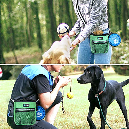 PetAmi Hands Free Dog Treat Pouch for Training and Walking, Green - color: Heather Green
