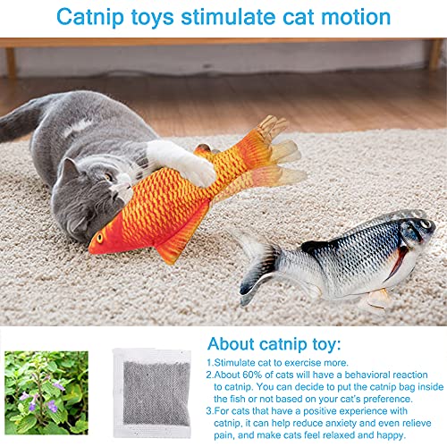 Tocirelo Cat Toys Interactive Flopping Fish with Catnip, Kitten Kicker Toy - color: Crusion+Redfish