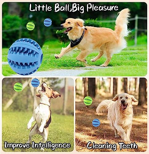 Feixun Dog Treat Toy Ball, Dog Tooth Cleaning Toy, Interactive Dog Toys(1 Green+1 Blue) 2.8" Pack of 2